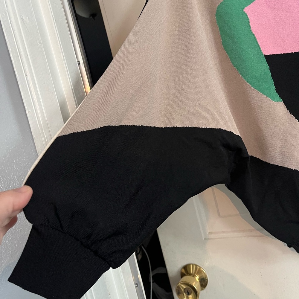 Aldo Martins Black, Pink, Green, and Cream Sweater - Picture 3 of 6